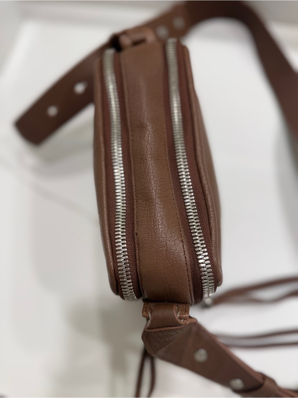 All Saints Tan-Brown Leather Messenger Bag - Picture 15 of 15